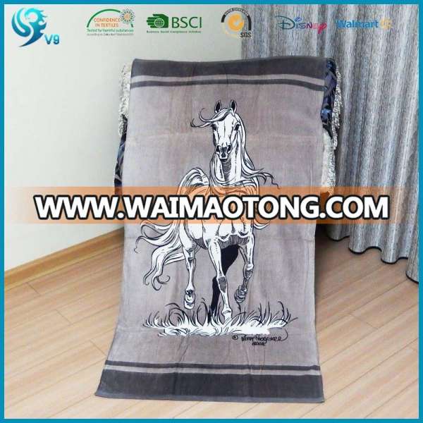 100% Cotton Velour Custom Animal Horse Design Beach Towel Print